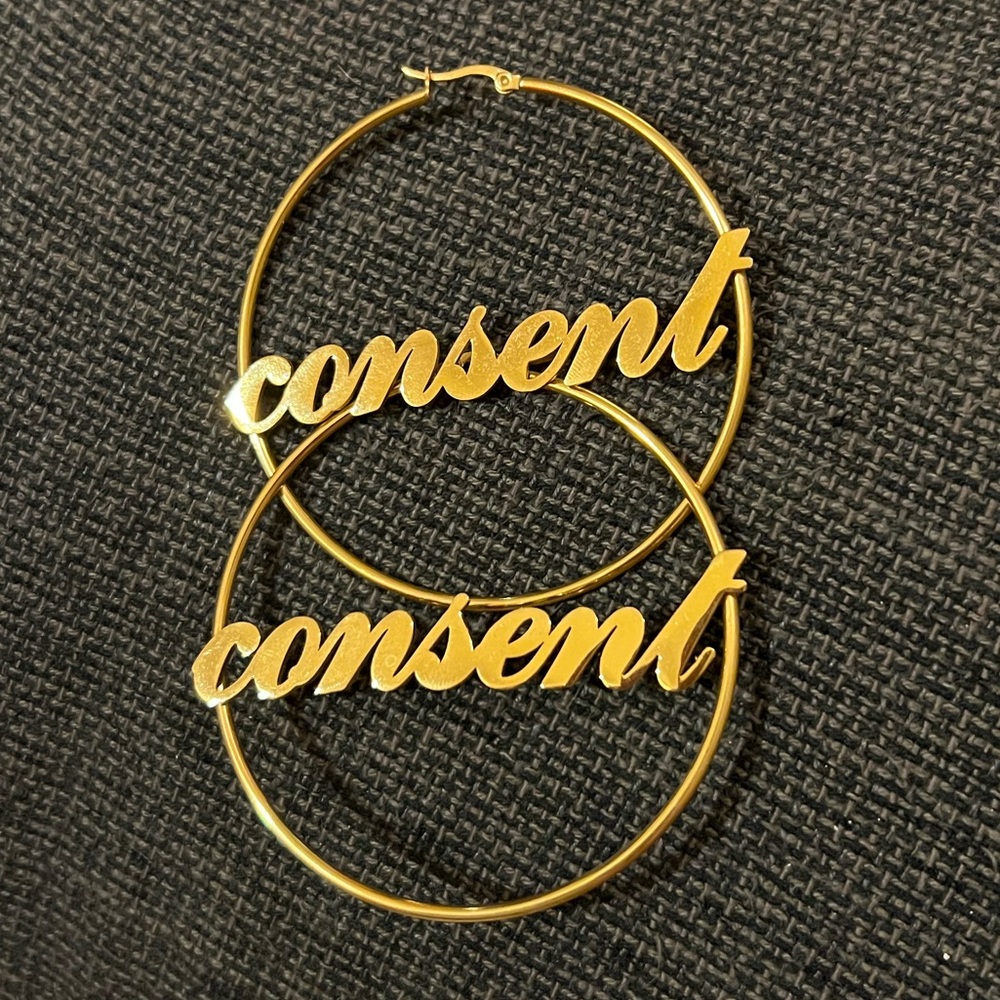 Gold 'Consent' Hoop Earrings